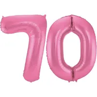 Folat Verjaardag Leeftijd folieballon - 70 jaar - roze - 86 cm - cijferballon groot