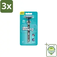 Gillette 3 x - Mach3 – Houder + 1 Mesje – 3-bladig - Grootverpakking - Scheermes - Scheerbeurt - Mesje - Huidbescherming - Scheercomfort