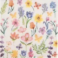Clayre & Eef Servetten Papier Set van 20 33x33 cm Wit Roze Papier Bloemen