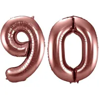 Folat Verjaardag Leeftijd folieballon - 90 jaar - rosé goud - 86 cm - cijferballon groot