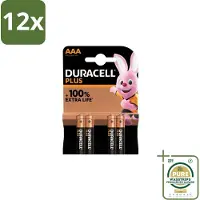 Duracell – Alkaline Batterijen AAA – Plus – 4-pack - Voordeelverpakking - 12 stuks - Langdurige batterijen - Batterijen voor speelgoed