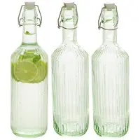 Secret De Gourmet Beugelfles / Weckfles - 3x - groen glas - luchtdicht - 1 liter - waterfles - 8 x 31 cm