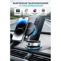 Lisen Elektrische Magnetische Telefoonhouder met Vacuümzuignap – MagSafe Autohouder – 360° Draaibaar – Dashboard & Voorruit – iPhone & Samsung-360° draaibaar & verstelbaar
