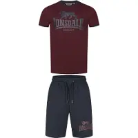 Lonsdale Joggingpak ' MAIST ' donkerblauw / karmijnrood