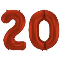 Folat Verjaardag Leeftijd folieballon - 20 jaar - rood - 86 cm - cijferballon groot