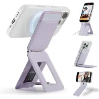 MOFT Tripod Wallet - Kaarthouder & Uitklapbare Standaard 20CM - Compatibel met MagSafe - MOVAS Vegan Leer - Magnetische Portemonnee 2 Pasjes - Paars