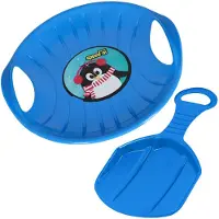 KOTARBAU Sneeuwschijf Set, Kunststof, 60 cm, Blauw, Schotel Slee Plastic, 34x53 cm, Sneeuw Slee, Rodelen, Lichtgewicht, Voor Kinderen En Volwassenen, Bobsleeën, Sneeuwglijder