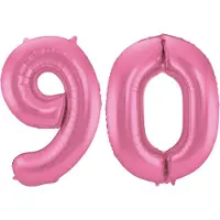 Folat Verjaardag Leeftijd folieballon - 90 jaar - roze - 86 cm - cijferballon groot