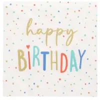 Papstar 20 Servetten 3-laags 1/4 vouw 33 cm x 33 cm Happy Birthday