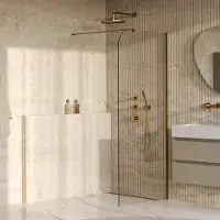 Brauer Orion inloopdouche helder glas 100x200 incl. glascoating Geborsteld Goud PVD
