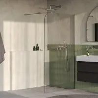 Brauer Orion Inloopdouche 120x200cm Afgerond - Helder Glas - Geborsteld RVS PVD - Veiligheidsglas - Douche, Douchewanden, Inloopdouche, Vaste Wand - 8721357901377