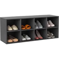 Costway Schoenbank met zitvlak, houten schoenenrek, belastbaar tot 70 kg, zitbank met 8 open vakken, schoenenkast, schoenenorganizer voor ingang, hal, woonkamer, 102 x 30 x 41 cm