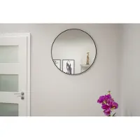 Leobert Rond Wandspiegel 60 cm met Zwart Metalen Frame – Spiegel - Stijlvol en Duurzaam, Perfect voor Woonkamer, Hal, Badkamer of Slaapkamer