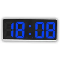 LONGZIMING -Digitale Wekker met Temperatuur – LED Display – Spraakbediening – Verstelbare Helderheid – Wit/Blauw