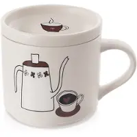 Orion - Porseleinen Mok - Met Deksel - 420ml - Beige