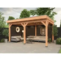 Westwood Douglas overkapping, 500 x 300, met zwarte achterwand en zijwand, Comfort Premium