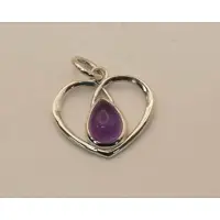 925 Sterling zilveren hanger hart met paarse steen - zilveren hanger amethist in hartje - prachtige hart hanger - pendant heart - vrouwelijke liefdes hanger van zilver