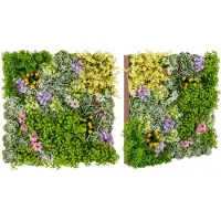 Costway Set van 2 kunstheggen, plantenwand, 50 x 50 cm, panelen met veelzijdige kunstplanten, gesimuleerd gazon, wandplanten, kunstplant voor muur, balkon, tuin, groen (10 soorten)