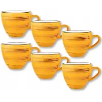 Wilmax Porseleinen Kopjes Geel 110 ml - Set van 6