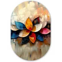 MuchoWow Muurovaal 60x90 cm - Ovale wanddecoratie Bloem - Abstract - Kleurrijk - Bladeren - Ovalen schilderij - Muurdecoratie woonkamer - Kamer decoratie - Schilderijen - Wandcirkel
