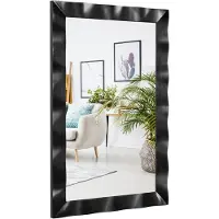Costway Boerderij wandspiegel, 106 x 71,5 cm, rustieke badkamerspiegel met houten frame van rubberhout, cosmeticaspiegel, verticale en horizontale ophanging voor woonkamer, entree, zwart