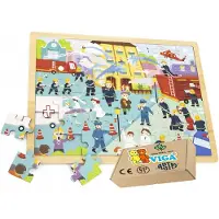 Viga Houten Puzzel Brandweer 48 Stukjes - Educatief Montessori Speelgoed