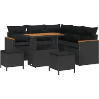 vidaXL Tuinbank Set 8 st 5-Aantal zitplaatsen Zwart Poly rattan