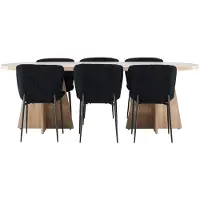 Ebuy24 Bootcut eethoek tafel 115x230cm en 6 teddy stoelen naturel.