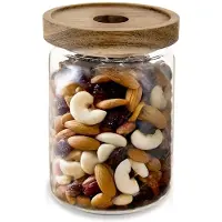 Orion - Voorraadpot - 970 ml - Borosilicaatglas - Acaciahout - Luchtdicht
