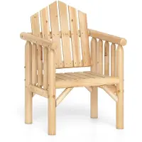 Costway Houten tuinstoel, tuinstoel met schuine rugleuning en armleuningen, houten stoel voor tuin, terras, balkon (natuur)