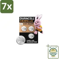 Duracell 7 x Knoopcelbatterijen 2016 4 stuks per verpakking - Grootverpakking - CR2016 Batterij - Lithium Knoopcel - Babyveilig Batterij - Kindveilige Batterij - Autosleutel Batterij