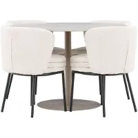 Ebuy24 Lycke eethoek tafel Ø110cm en 4 bouclé stoelen beige.