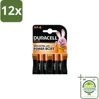 Duracell Alkaline Batterijen Mainline Bst AA 4 stuks per verpakking - Voordeelverpakking - 12 stuks - AA batterijen - Alkaline batterijen