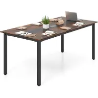 Costway Conferentietafel, 180 x 90 cm, vergadertafel voor 8-10 personen, rechthoekige semintafel met kabeldoorvoer voor kantoor, vergaderruimte, rustiek bruin