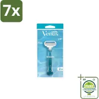 Gillette venus 7 x Gillette - Venus Smooth – Rondingvolgende Mesjes – Handvat + 2 Navulmesjes - Grootverpakking - Scheermesje Vrouw - Huidbescherming - Scheren Voor Vrouwen - Venus SkinCushion - Duurzaam Scheren