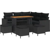 vidaXL Tuinbank Set 10 st 7-Aantal zitplaatsen Zwart poly rattan