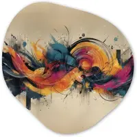 MuchoWow Organische wanddecoratie 60x60 cm - Organisch schilderij Explosie - Kleurrijk - Vormen - Abstract - Muurdecoratie woonkamer - Kamer decoratie - Schilderijen - Muurcirkel aesthetic