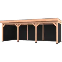 Westwood Douglas overkapping, 750 x 300, met zwarte achterwand en twee zijwanden, Comfort Premium