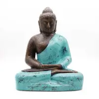 Ancient Wisdom Middelgrote Klassieke Turquoise & Stenen Boeddha - 0,5m