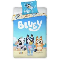 Moose Bluey, Bingo & Muffin strandthema babybeddengoedset, 100x135 cm, katoen