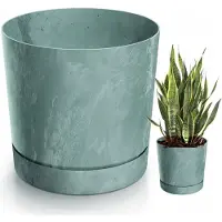 Prosperplast Tubo Beton Effect Pot met Schotel 15cm - Stijlvol Grijs Kunststof