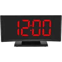 LONGZIMING -Grote LED Digitale Wekker – Rood Display – Moderne Gebogen Alarmklok – Digitale Klok voor Slaapkamer en Werkplek