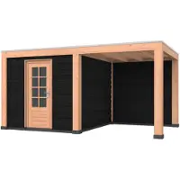 Westwood Douglas overkapping, 500 x 300, met zwarte schuur en achterwand, Modern Plus