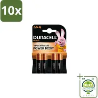 Duracell 10 x Alkaline Batterijen Mainline Bst AA 4 stuks per verpakking - Grootverpakking - AA Batterijen - Alkaline Batterijen - Betrouwbare Batterijen - Elektronica - Dagelijks Gebruik
