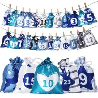 Kerst Adventskalender Tas Aftelkalender Linnen Cadeauzak Kinder Snoep Hangzak Kerstdecoratie Tas-Serie 19
