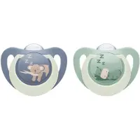 Nuk First Choice Fopspeen – Siliconen – Lichtgevend in het Donker – 2 Stuks- blauw/groen 0-6 maanden