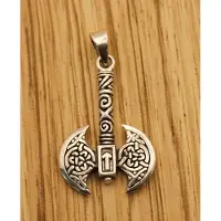925 Sterling zilver hanger viking bijl met oneindige knopen - hanger bijl met keltische tekens van zilver - dubbelbladige bijl hangertje van zilver - zilveren viking hanger