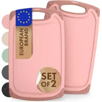 Blumtal Snijplank Linnmon - Kunststof Snijplank met Sapgroeven en Handvat - BPA Vrij - Roze - Large - Set van 2