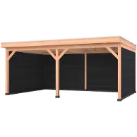 Westwood Douglas overkapping, 600 x 400, met zwarte achterwand en twee zijwanden, Comfort Plus