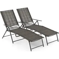KOMFOTTEU Set van 2 zonnestoelen, inklapbare ligstoel met verstelbare rugleuning, strandstoel voor tuin, strand, zwembad (bruin)